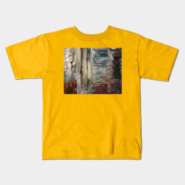 Old Wooden Fence - acrylic painting Kids T-Shirt by NightserFineArts